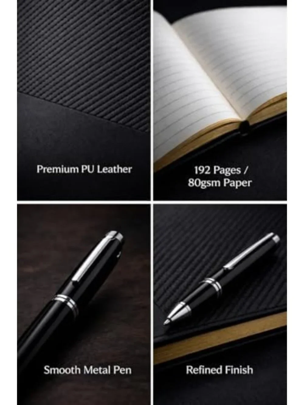 Professional A5 Soft Leather Notebook Gift Set with Pen - Stylish Office